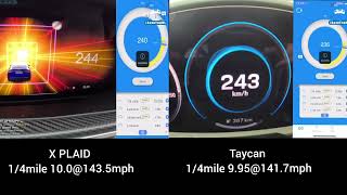 2024 Porsche Taycan Turbo S vs Tesla model X PLAID drag race comparison [upl. by Ulphia]