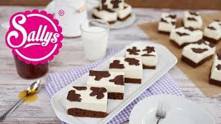 Kuhschnitte  einfacher Blechkuchen mit Milchcreme amp Kuhflecken  Sallys Welt [upl. by Siroled]