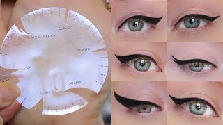 Winged Eyeliner Tutorial  6 Different Styles ONE Stencil [upl. by Dickie574]