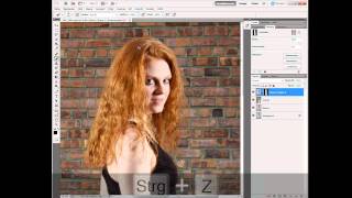 Photoshop Tutorial  CS56  Hintergrund einfügen und Model  Haare freistellen  22 [upl. by Colet]