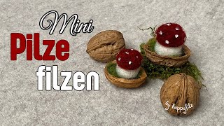 Filzanleitung Mini Pilze  Filzen für Anfänger  Filzen mit der Nadel  Needle Felting Tutorial [upl. by Keyte]