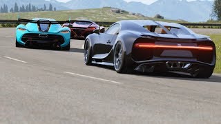 Koenigsegg Jesko vs SSC Tuatara vs Bugatti Chiron at Highlands [upl. by Aitropal198]