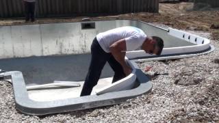 Using Modern Moulding Cantilever Coping around the stairs of a pool [upl. by Ardnaet]