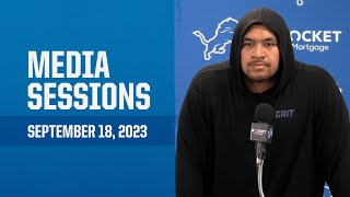 Detroit Lions players meet with the media  September 18 2023 [upl. by Haerdna]