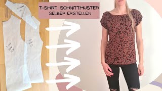 Tshirt Schnittmuster selber machen  nähen für Anfänger [upl. by Allekram]