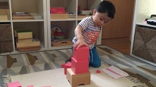 Montessori Sensorial Activity Visual Sense The Pink Tower [upl. by Uahsoj]