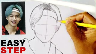 BTS V Kim Taehyung pencil drawing  BTS army [upl. by Ardnauq]