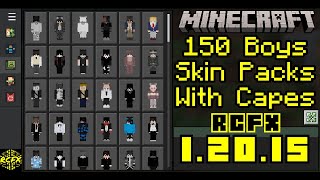 150 Boys Skin Packs With Capes For Minecraft 12015 Mobile and PC [upl. by Turino]