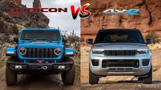 2025 Jeep Grand Cherokee Trailhawk 4xe vs 2025 Jeep Wrangler Rubicon 4xe Compared  Segment Battles [upl. by Acisej487]