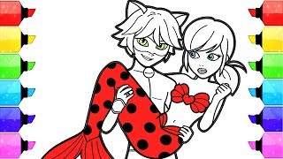 Miraculous Ladybug Coloring Pages Mermaid  How to Draw and Color Ladybug Sereia Mermaid Cat Noir [upl. by Salene635]