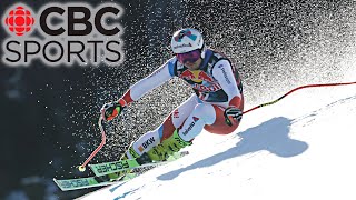 Swiss skier Urs Kryenbuehl crashes across finish line at Kitzbuhel downhill [upl. by Matthaeus741]