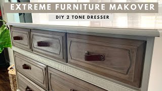 EXTREME Furniture Makeover  Painting an Outdated Dresser  DIY Two Tone Dresser [upl. by Serrano757]