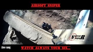 Airsoft Sniper  Watch Your Six  Shot\Knife kill Tokyo Marui VSRGSPEC  GLOCK 19 KJW [upl. by Aihcrop]