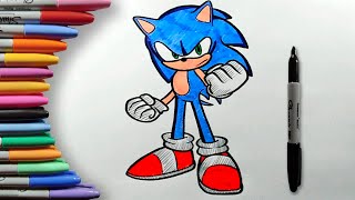 Cómo Dibujar y Colorear a Sonic Paso a Paso Fácil para Niños y Principiantes [upl. by Aneehsram]