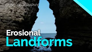 Coastal Erosional Landforms  Stacks Arches Caves amp Wavecut Platforms  AQA GCSE 91 Geography [upl. by Fradin]