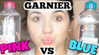 Blue vs Pink Garnier SkinActive Micellar Cleansing Water Makeup Remover Whats the Difference [upl. by Atteram]