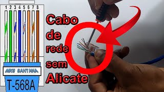 Como colocar o cabo de rede sem alicate CRIMPAR [upl. by Bubalo530]