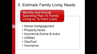 Step 5  Estimate family living needs  10 Considerations for Farm Succession series [upl. by Anelat348]