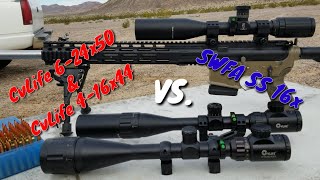 CvLife 624x50 amp CvLife 416x44 Tracking Test  View  1000 yards  Compared to SWFA SS 16x [upl. by Nhguavaj]