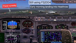 FS2004 Landing into London Heathrow LHR  EGLL at dawn london heathrow lhr jetblue [upl. by Sherourd142]