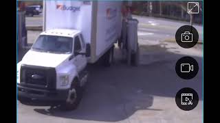 BUDGET TRUCK KISSES THE GAS PUMP AND HITS THE NOZZLE20 [upl. by Malchy]