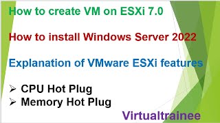 How to create VM on VMware ESXi 70  Windows Server 2022 installation on VMware ESXi 70  Win2022 [upl. by Oijres]