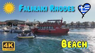 🌴Rhodos Faliraki Beach☀️ 🇬🇷 4k walkingtour rhodes faliraki greece [upl. by Abate]