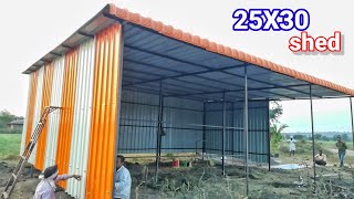 Shed fitting making shed 25X30 commercial roof shed Roofing sheets fitting shed in india shed [upl. by Latimore909]