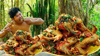 Wilderness Cooking Skill Chicken Hot Garlic Deep Fried Chicken Wings Peanut With Hot Spicy Basil [upl. by Aeneus]