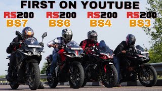 Bajaj Pulsar RS200 BS3 vs BS4 vs BS6 vs BS7 Drag Race All Generation RS200 [upl. by Ytsrik669]