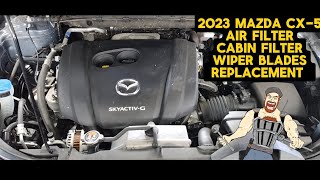 2023 MAZDA CX5 AIR FILTER  CABIN FILTER  WIPER BLADES REPLACEMENT TUTORIAL [upl. by Alyakam]