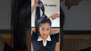 reel VS real hairstyle video hair shorts viralvideos viralhairstyles [upl. by Anialeh224]