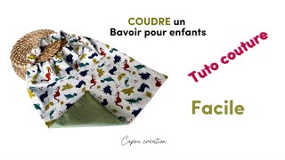 COUDRE UN BAVOIR POUR ENFANTS  serviette élastiquée pour la maternelle  TUTO COUTURE FACILE [upl. by Adnilg]