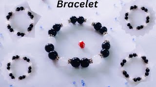 Glass Beads BraceletHow MakeWith Elastic ThreadEasy And Simple Cute BraceletLove For Beads [upl. by Analise]