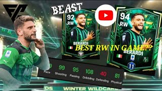 WINTER WILDCARD RW DOMENICO BERARDI DETAILED REVIEW 😍😍BEST RW IN GAME 🥶FC MOBILE BLACK FC [upl. by Aicnarf378]