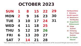 October Calendar 2023 [upl. by Amalita]