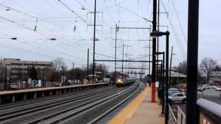 Amtrak AEM7 915 and 945 Lay On The Horn at Edison [upl. by Ahtrim]