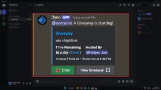 How To Create A Discord Giveaway Using Dyno Bot [upl. by Helsie305]