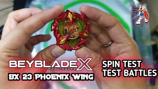 BEYBLADE X BX 23 PHOENIX WING REVIEW BEYBLADE X SPIN TEST  BEYBLADE X BATTLE beyblade beybladex [upl. by Ahsihat]