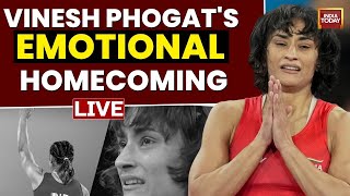 Vinesh Phogat LIVE Vinesh Phogats Emotional Homecoming  Phogat Returns To India From Paris LIVE [upl. by Nhguaved]