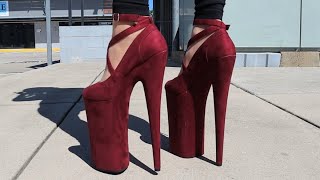 Review Walking In Enormous 10 Inch Pleaser BEYOND087FS Burgundy Faux Suede High Heel Shoes [upl. by Eeryt]