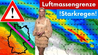 Markante Luftmassengrenze Starkregen Sturm und Temperaturen bis 27 Grad Das Wetter ist verrückt [upl. by Nrehtak]