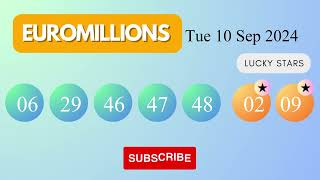 EuroMillions Draw Results on Tue 10 Sep 2024 The National Lottery UK [upl. by Tertius47]