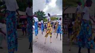 Stilt walking at Holetown Festival Barbados February 2023 [upl. by Rhoda742]