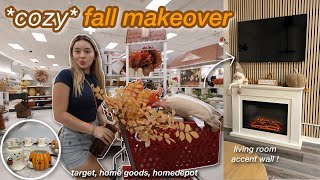 the ULTIMATE fall makeover in my townhouse  living room transformation 🍂  new fireplace [upl. by Nasho]