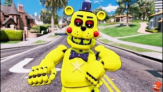 NEW GOLDEN ROCKSTAR FREDDY FNAF 6 ANIMATRONIC GTA 5 Mods FNAF RedHatter [upl. by Nelrac979]