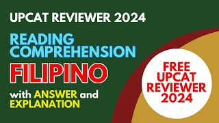 Free UPCAT 2024 Reviewer with Answer and Explanation in Reading Comprehension for Filipino [upl. by Nuahsyd]