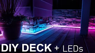 DIY Ground Level Deck with LEDs  Full Step by Step Walkthrough [upl. by Ardnasela]