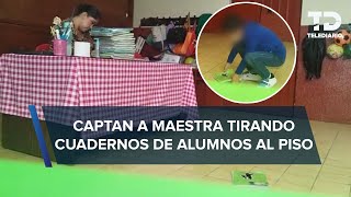 Maestra arroja al piso cuadernos a niños de primaria SEP la retira del cargo [upl. by Richel19]