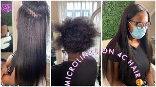 THE BEST MICROLINKS ON NATURAL 4C HAIR  Kinky Straight Itips Hair amp Install  Styled By Nickitta [upl. by Sirred623]